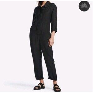James Perse NWOT‎ Jumpsuit Black Viscose Linen Oversized Collared 0/XS
